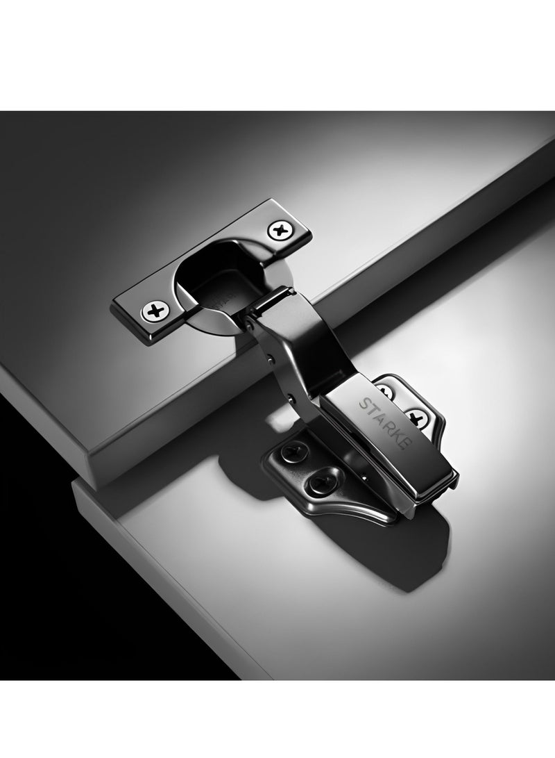 STARKE Pack of 1 Full Over Lay Soft Close Fast Mounted 1 Section Force Buffering Hinge - Black Electroplated, 105 Degree Opening Angle, 14-22 mm Application, Protective Cover & Screws included.  - Image 3