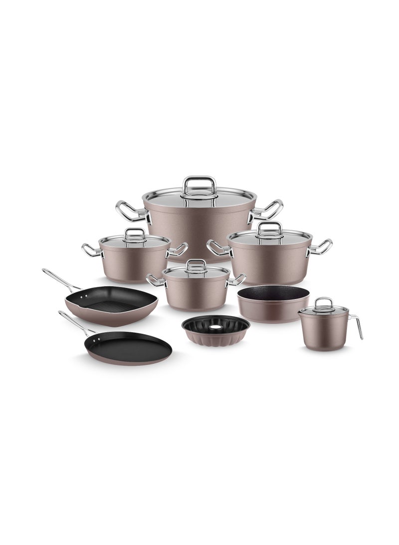 lines Turkish Tefal Granite Cookware Set by Lines – 24-Piece Set – Stainless Steel Lid – Suitable for all stovetops – Made in Turkey. Turkish Granite Cookware Set by Lines – 24-Piece Set – Sizes 18/20/24/28 cm + 26 cm Pan + 28 cm Wok + 16 cm Casserole Dish + 34.5 cm Oven Tray + 28 cm Grill Pan + Large Pot + Small Pot + 4 Stand Pots – Stainless Steel Lid – 8 Colors-Cream - Image 2