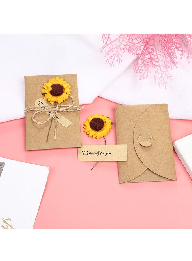 4 Packs Dried Flowers Greeting Card with Envelopes, Brown Retro Kraft Holiday Gift Card, DIY Invitation Wish Card Note Card Thank You Card for Birthday Christmas - Image 4