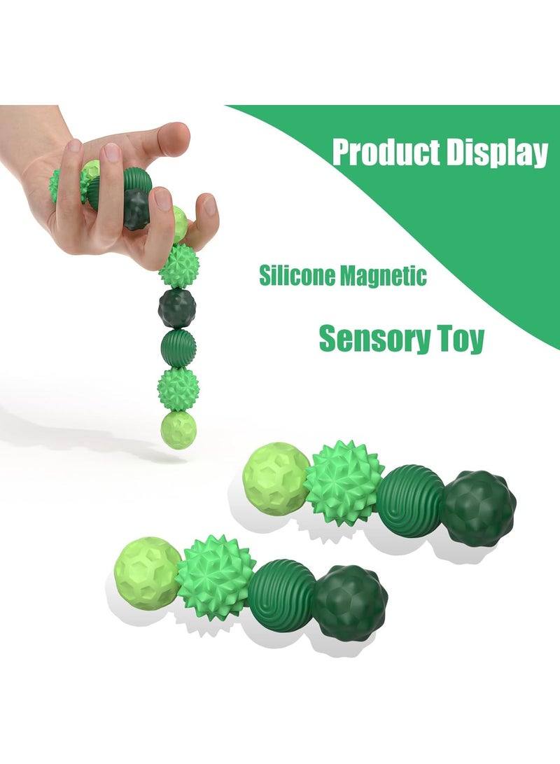 Soofam Magnetic Fidget Toys, 8PCS Attraction Stress Balls, with Silicone Shell for Adults, Calm Restless Hands and Anxious Mind, Silicone Roller Magnet Sensory Balls Adults (Green) - Image 2