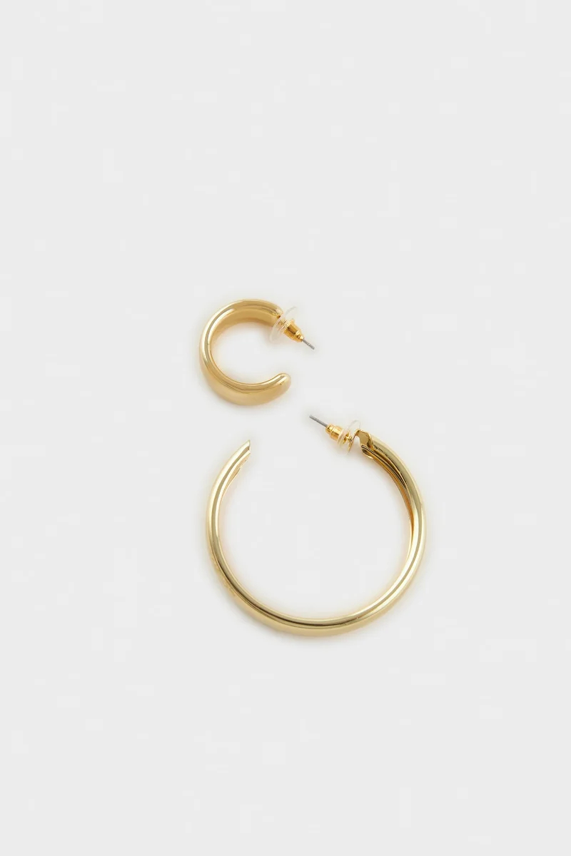 Defacto  Woman 2 Piece Gold Earrings for Women | Best Price UAE