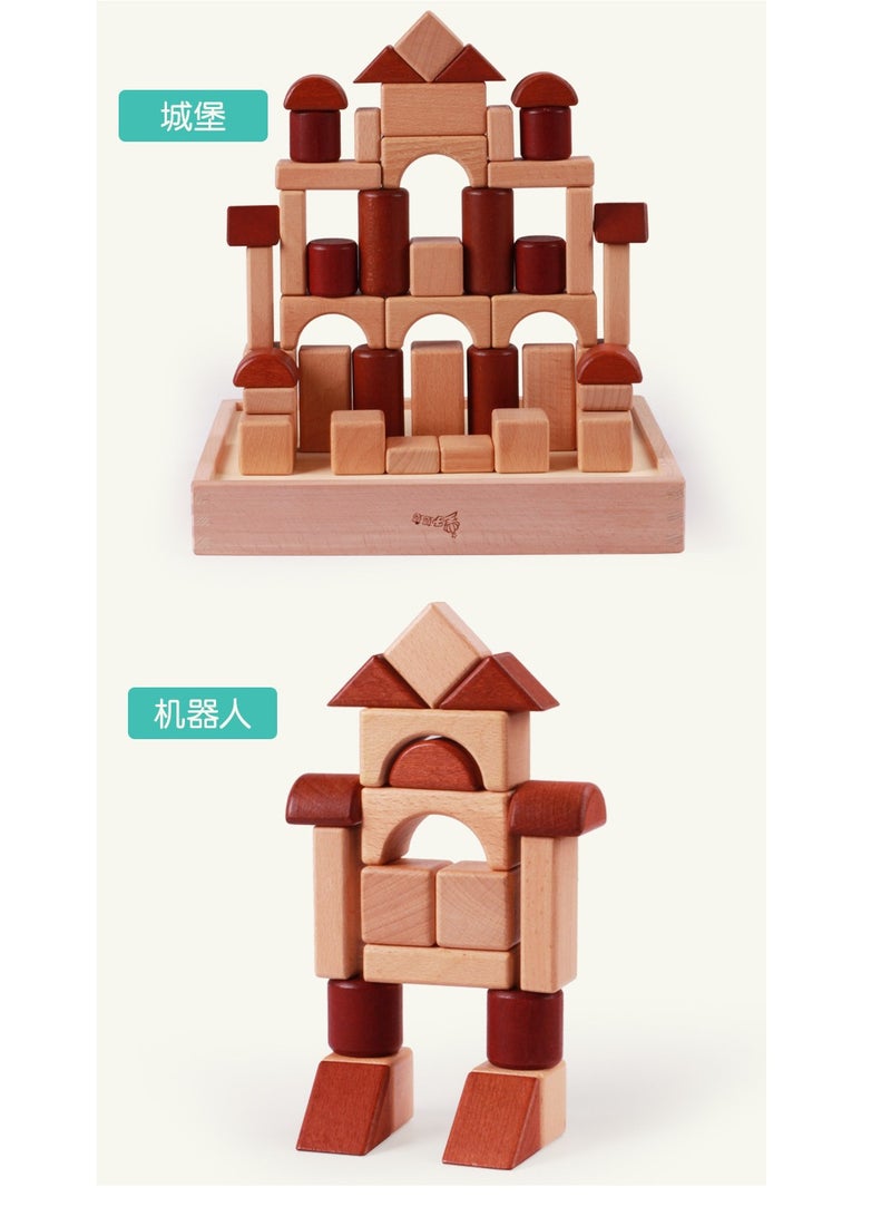 Log wood building block baby large particles puzzle assembly early education children's toys wooden environmental protection can bite solid wood - Image 3