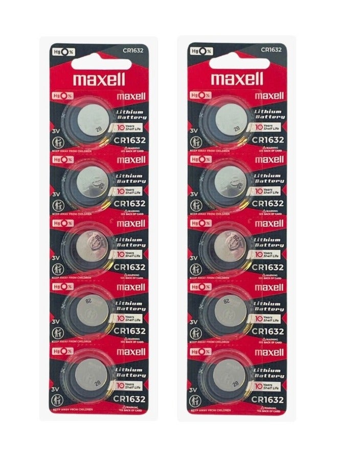 ماكسل 10 قطع ماكسيل CR1632 بطاريات ليثيوم 3 فولت يابانية
