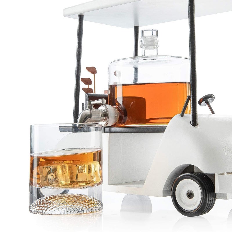 Riderev Riderev Golf Decanter Whiskey Decanter and 2 Whiskey Glasses - Car Shaped, Golf Gifts for Both Men & Women, Golf Accessories, Golfer Gifts, Based on A Replica Golf Cart (850ml Decanter)  - Image 5