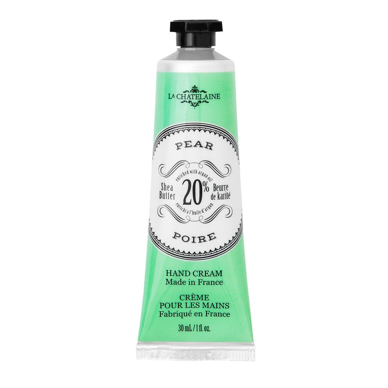 La Chatelaine 20 Shea Butter Hand Cream Travel Size 1 fl oz with Organic Argan Oil Moisturizing Nourishing Repairing NonGreasy Formula Made in France Paraben Free Pear