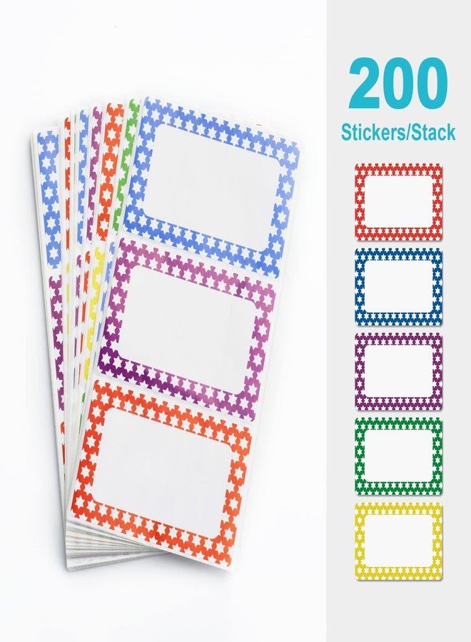 مفلابيل ملصقات أسماء ملونة سادة من MFLABEL® - 200 ملصق نجمة، مقاس 3.5 بوصة × 2.25 بوصة، ملصقات أسماء للمكاتب، والاجتماعات، والمدارس، والمنازل، والفعاليات، والحفلات - ملصقات متينة وسهلة الاستخدام ومتعددة الأغراض - Image 3