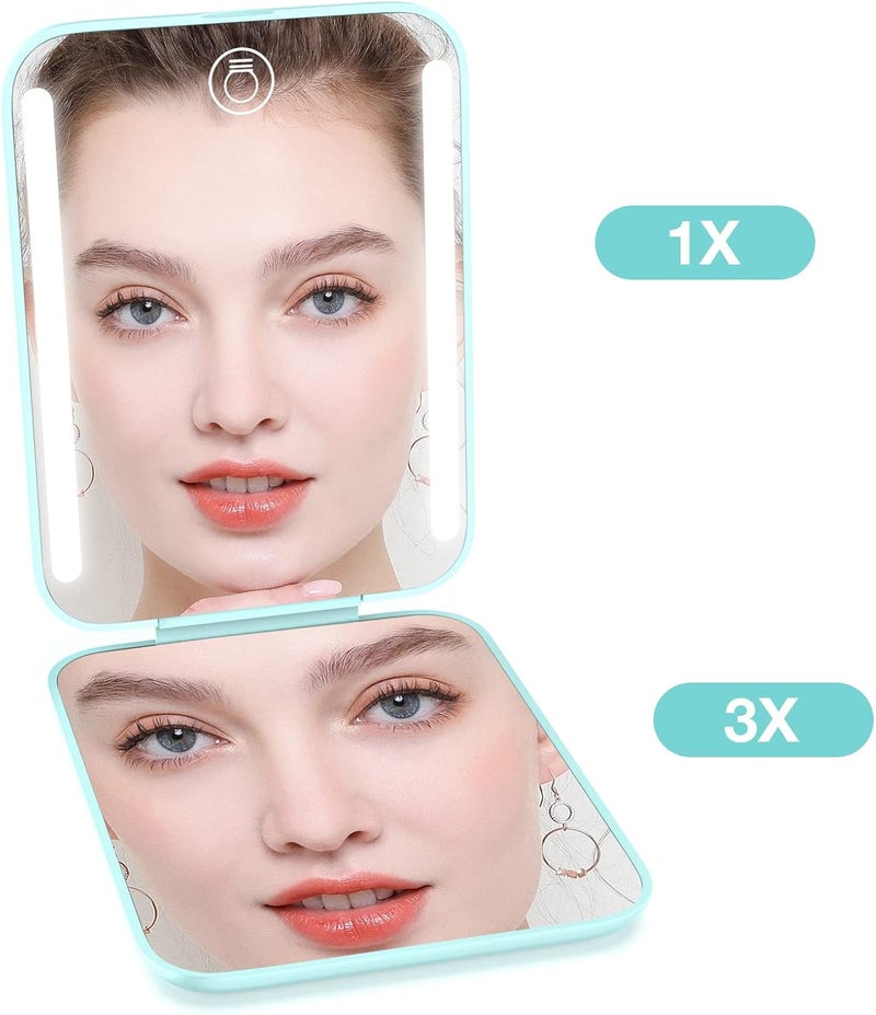 Kintion Rechargeable Pocket Mirror - Compact Travel Makeup Mirror with 1/3x Magnification, 3 Colour Temperatures, Dimmable, 400 mAh, Portable for Bag - Image 4