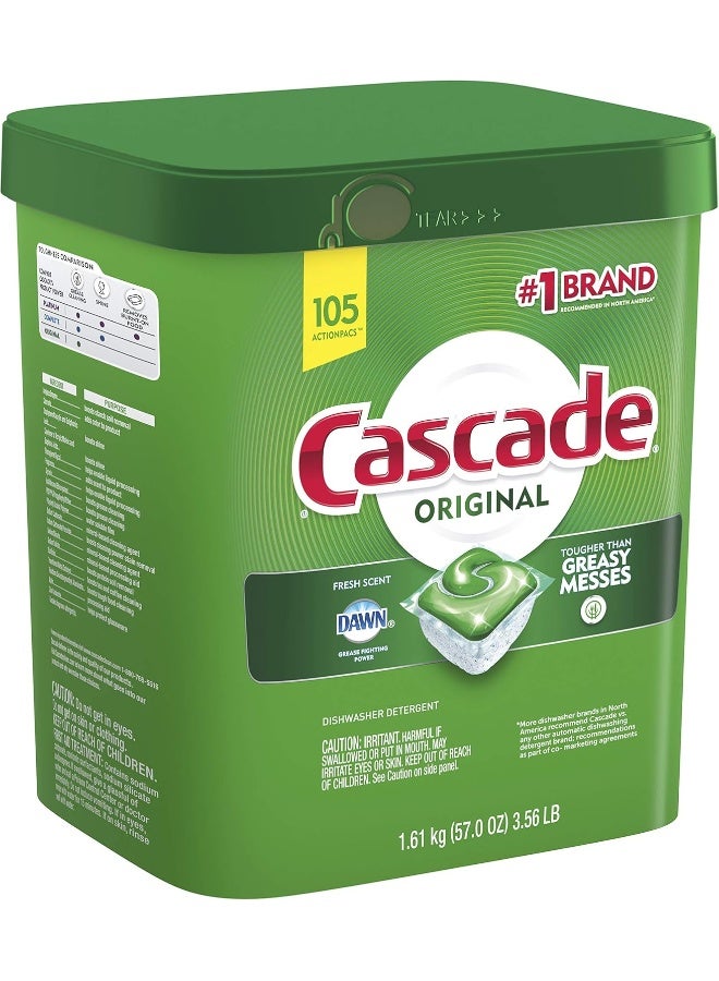 Cascade Original Dishwasher Pods, Actionpacs Dishwasher Detergent Tablets, Fresh Scent, 105 Count - Image 5
