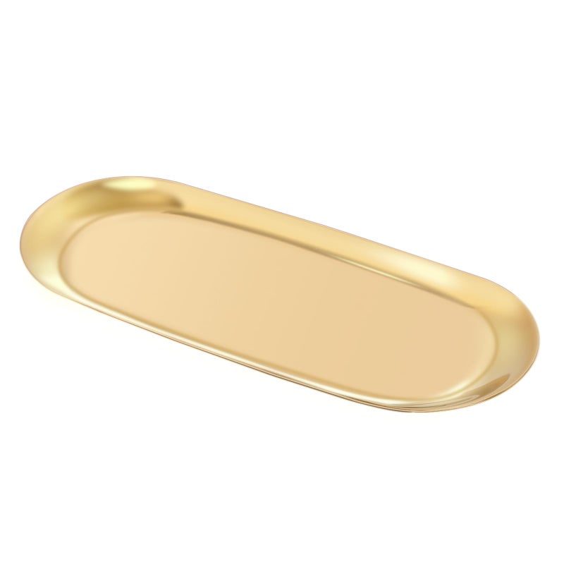 Warmtree Stainless Steel Towel Dish Plate Tea Fruit Storage Trays Cosmetics Jewelry Organizer Gold Oval 