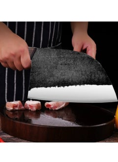 Astylway 6.7 Inch Chef Meat Knife Full Tang Serbian Chefs knife Forging Kitchen Knives Wood Handle Set with Leather Sheath Butcher Knife Outdoor Meat Vegetable Cleaver for Family BBQ or Camping  - Image 5