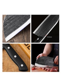 Astylway 6.7 Inch Chef Meat Knife Full Tang Serbian Chefs knife Forging Kitchen Knives Wood Handle Set with Leather Sheath Butcher Knife Outdoor Meat Vegetable Cleaver for Family BBQ or Camping  - Image 4