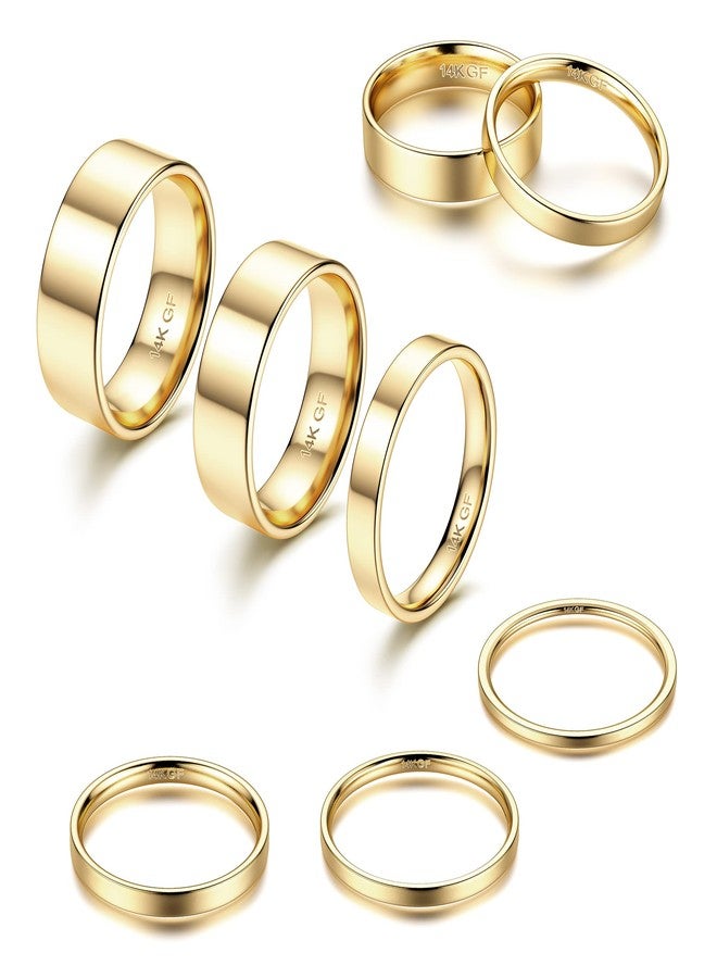 ADRAMATA 1-8mm 14K Gold Filled Rings Stacking Rings for Women Stackable Rings Thin Band Rings Plain Pinky Thumb Finger Rings Trendy Mid Statement Rings Comfort Knuckle Rings Set - Image 1