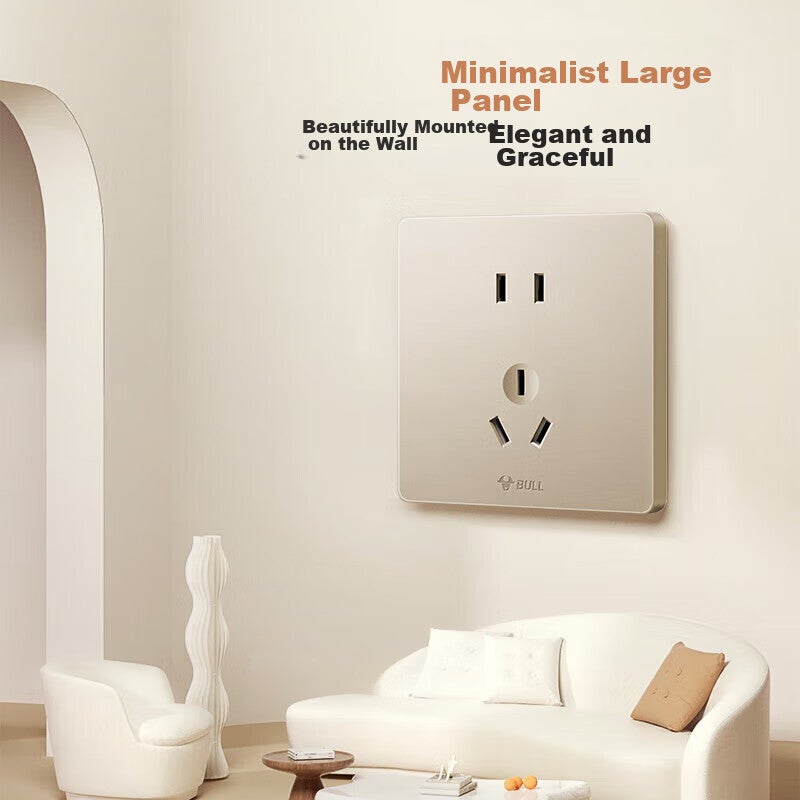 BULL Switch Socket G12 Series, 10A Five-Hole Socket, Cream Style 86-Type Panel, G12Z223S, Starry Gold - Image 3