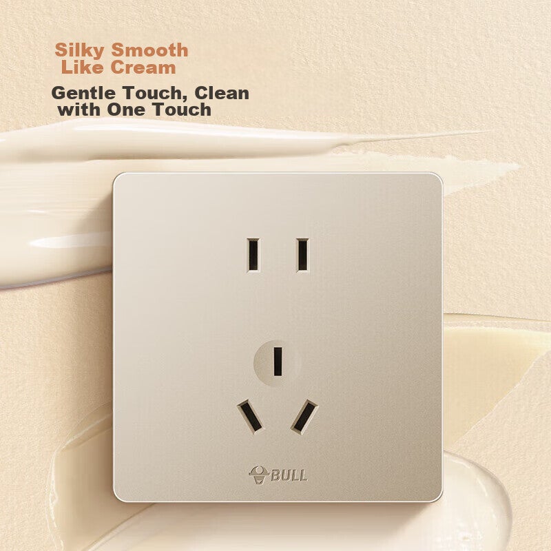 BULL Switch Socket G12 Series, 10A Five-Hole Socket, Cream Style 86-Type Panel, G12Z223S, Starry Gold - Image 2