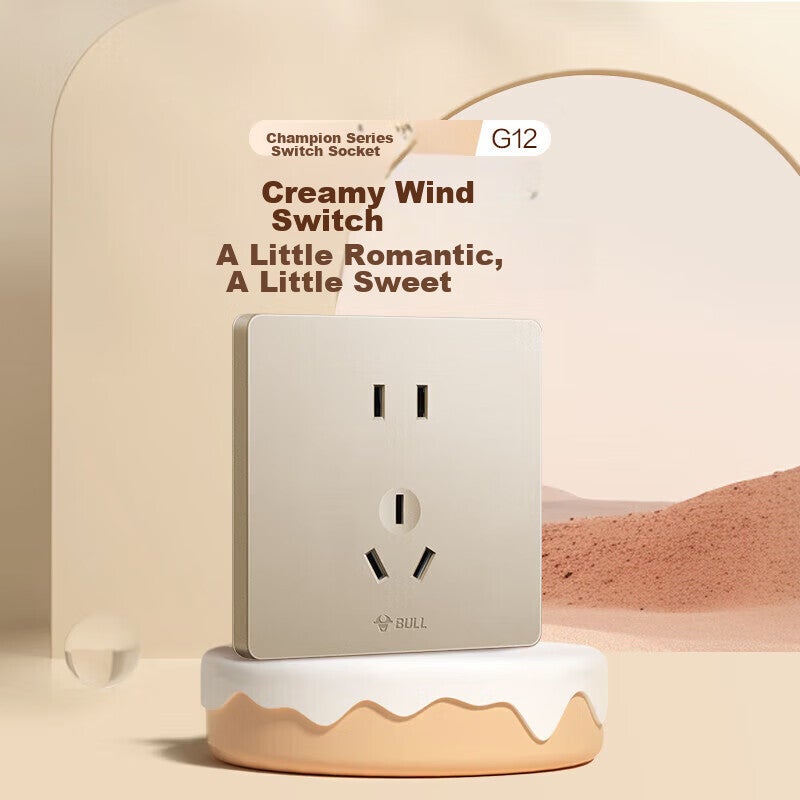 BULL Switch Socket G12 Series, 10A Five-Hole Socket, Cream Style 86-Type Panel, G12Z223S, Starry Gold - Image 4