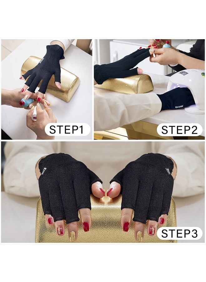 GSAFEME UV Gloves - UPF50+ UV Protection Gloves for Gel Nail - Women Fingerless Manicure Gloves for Nail Lamp - Black Small 1 pair - Image 5
