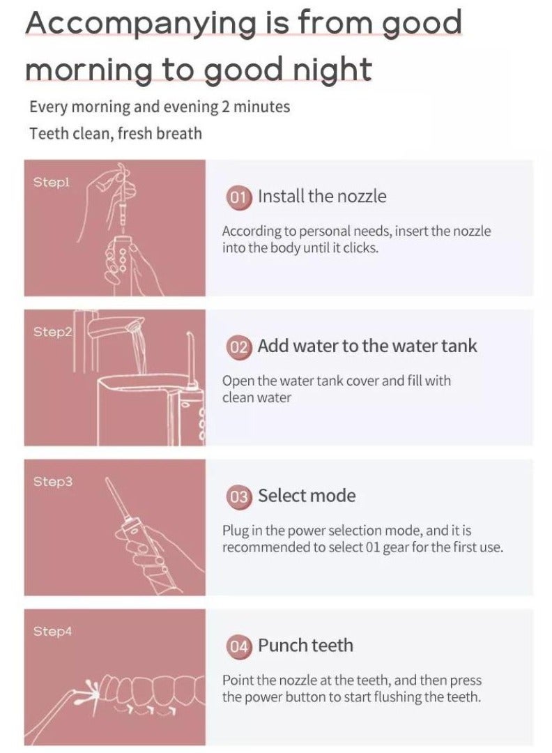 Nicefeel Countertop Oral Irrigator with 600ml Water Tank, 10 Pressure Settings, 7 Nozzles, and LED Display – Professional Water Flosser for Teeth Cleaning, Gum Health & Bad Breath Control - Image 5