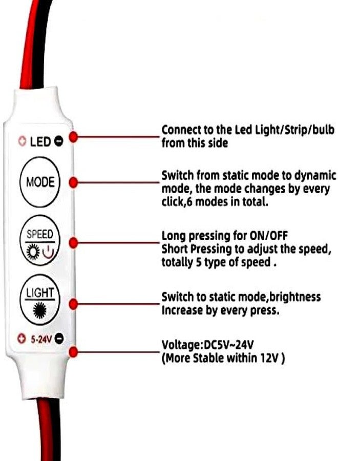 Wizzo {3 Pieces) 5 Speed & 6 Modes LED Strip Light Flasher Blinker Strip Controller for LED Bulb | Led Strip | Rice Light | Neon Light | Science Projects - Image 2