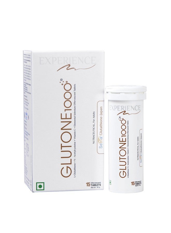 GLUTONE Glutone 1000 Setria L-Glutathione Tablets for Radiant & Clear Skin | 600mg Premium L-Glutathione & Vitamin C | Skin glow Brightening Supplement | 15 Effervescent Tablets | Orange Flavor (Pack of 1) - Image 1