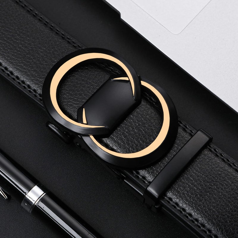 Civantiya Civantiya Ratchet Belt for Men, Mens Belt Leather Designer 1 3/8" for Casual Jeans, Black Fashion Belts  - Image 4