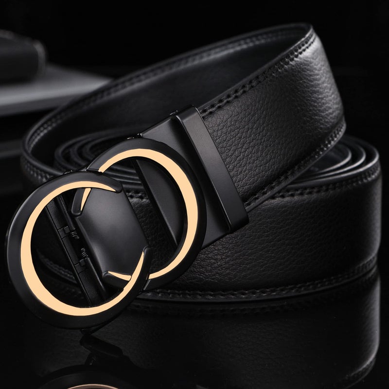 Civantiya Civantiya Ratchet Belt for Men, Mens Belt Leather Designer 1 3/8" for Casual Jeans, Black Fashion Belts  - Image 3