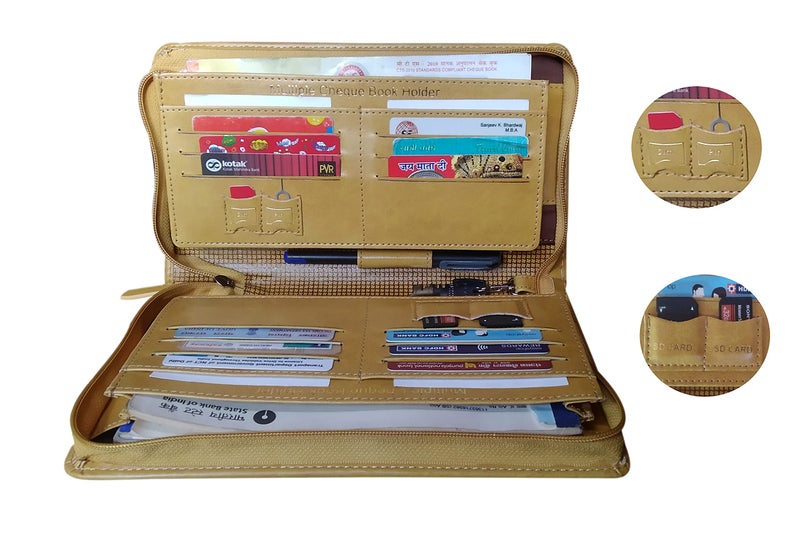 Sukeshcraft Multiple Cheque Book Holder | Original PU Holds Upto 8 Cheque Books, Brown - Image 3