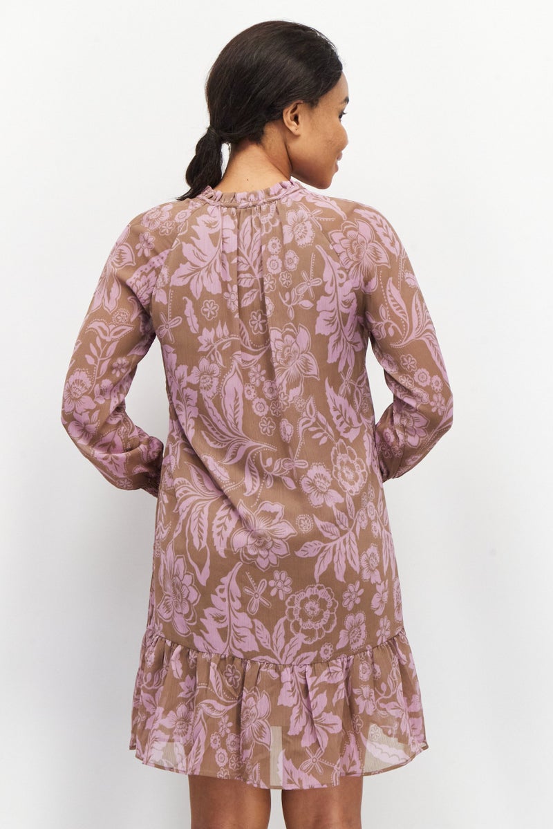 ESPRIT Women Floral Print Mini Dress, Lilac - Image 4