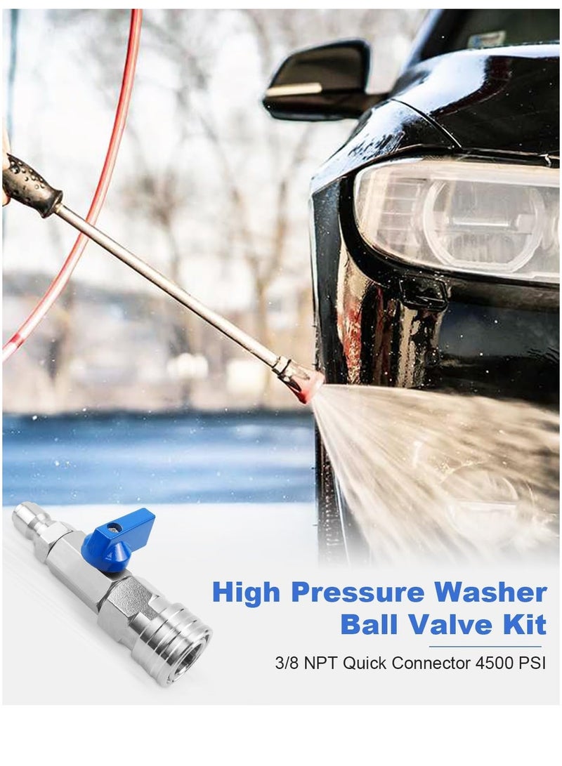 Heavy Duty High Pressure Washer Ball Valve Kit 3/8 NPT Quick Connector 4500 PSI for Power Washer Hose Control Water Flow Switch with Raw Material Belt - Image 2