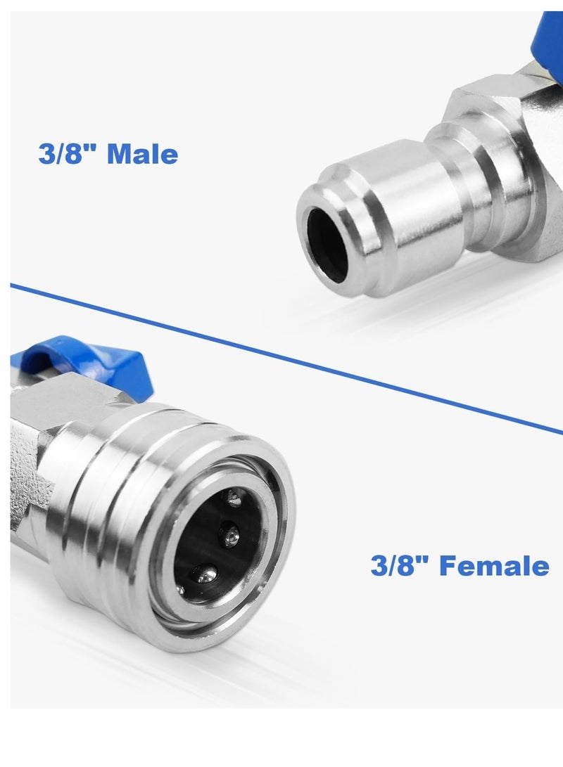 Heavy Duty High Pressure Washer Ball Valve Kit 3/8 NPT Quick Connector 4500 PSI for Power Washer Hose Control Water Flow Switch with Raw Material Belt - Image 3