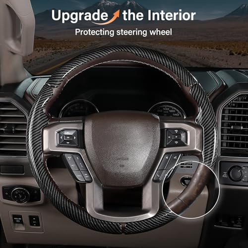 Aimato Steering Wheel Cover for Ford F150 2015-2020/F250 2017-2021/F350 2017-2021/F450 2017-2021/F550 2017-2021/Ford Expedition 2018-2021 Custom-fit Car Steering Wheel Cover for Ford Steering Wheel Protector - Image 3