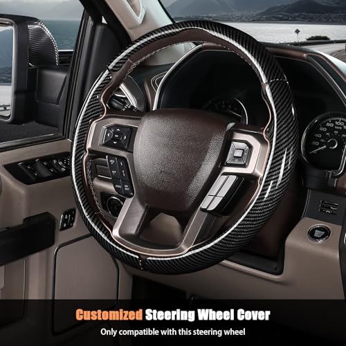 Aimato Steering Wheel Cover for Ford F150 2015-2020/F250 2017-2021/F350 2017-2021/F450 2017-2021/F550 2017-2021/Ford Expedition 2018-2021 Custom-fit Car Steering Wheel Cover for Ford Steering Wheel Protector - Image 2