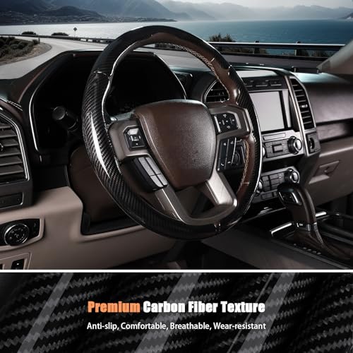 Aimato Steering Wheel Cover for Ford F150 2015-2020/F250 2017-2021/F350 2017-2021/F450 2017-2021/F550 2017-2021/Ford Expedition 2018-2021 Custom-fit Car Steering Wheel Cover for Ford Steering Wheel Protector - Image 5
