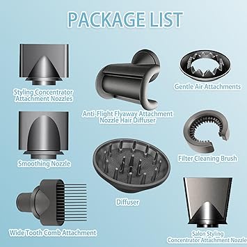 YTCHYYSK YTCHYYSK 8PCS Hair Dryer Attachments for Dyson Supersonic Accessories HD01 HD02 HD03 HD04 HD08 HD15 Diffuser Styling Concentrator Wide Tooth Comb Gentle Air Smoothing Nozzle Filter Cleaning Brush  - Image 3