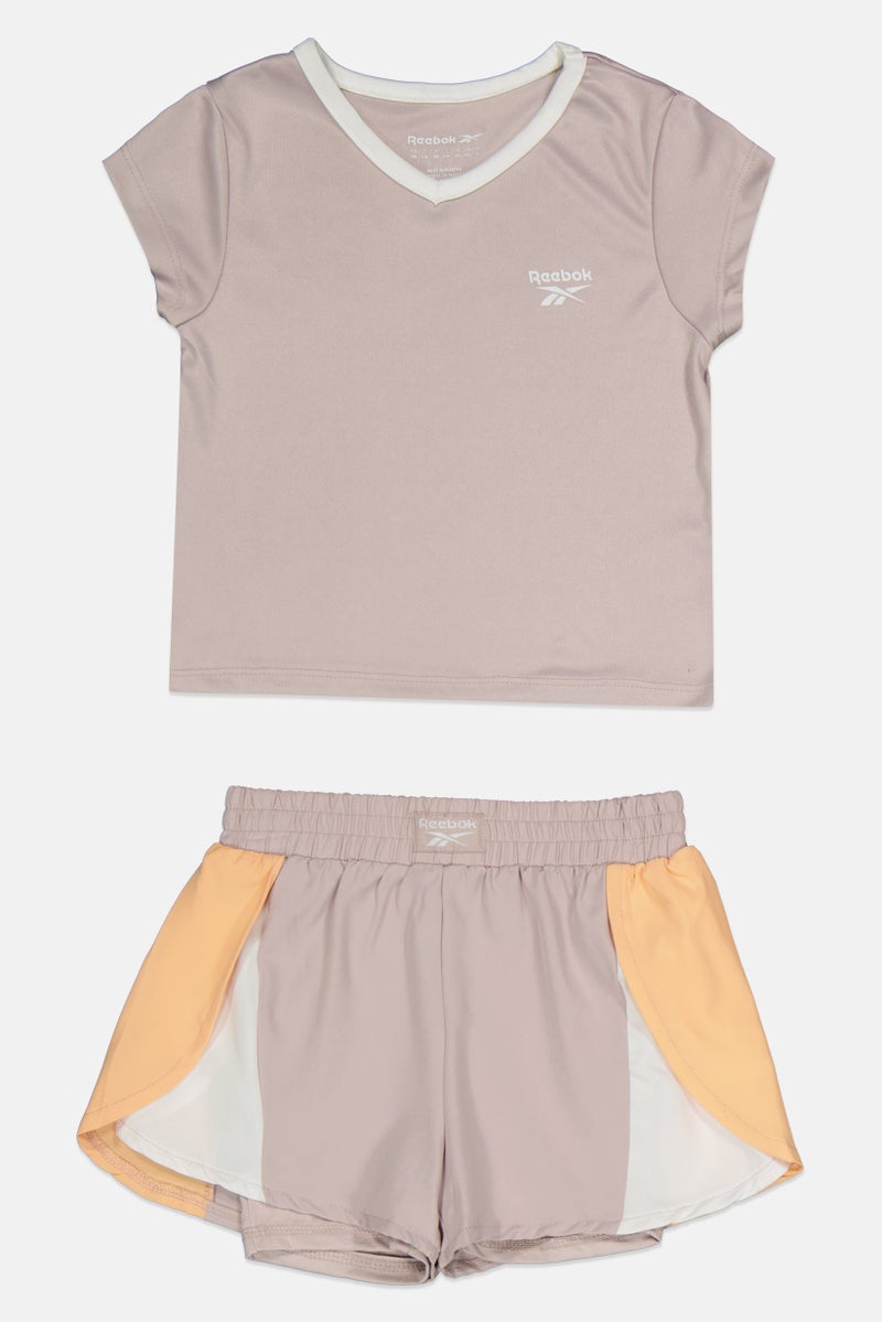 Reebok طقم تي شيرت وشورتات للأطفال الأولاد من علامه تجارية مكون من قطعتين، موف - Image 1