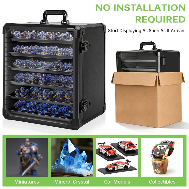 WELIDAY Miniatures Storage Case Miniatures Transport Case Aluminum Alloy Frame with Lock (X-Large Size) - Image 5