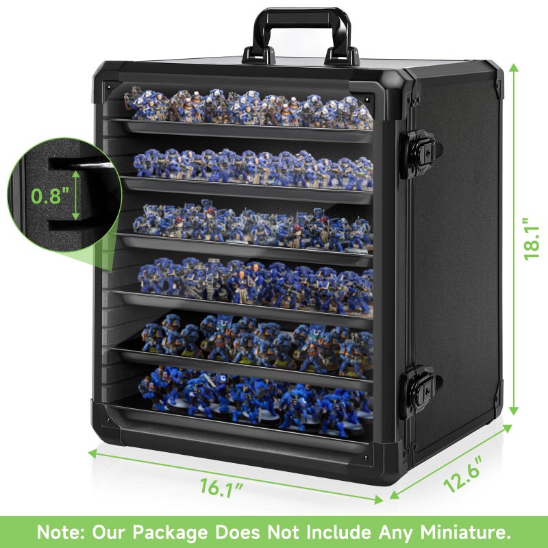 WELIDAY Miniatures Storage Case Miniatures Transport Case Aluminum Alloy Frame with Lock (X-Large Size) - Image 2