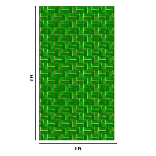 Sri Yagnaa - Backdrop Cloth for Pooja Decoration - M 13 - Traditional Background Curtain Cloth for Festival (5x8 Ft) (Green Coconut Leaf Backdrop) - Image 3