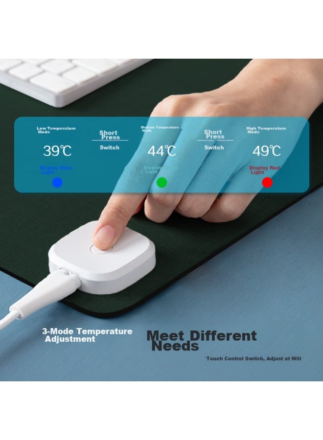 Lesailes New National Standard 3c Certified Green Heating Mouse Pad Large Size Intelligent Heating Office Computer Hand Warmer Desk Mat Green 800*330*1.8mm - Image 3