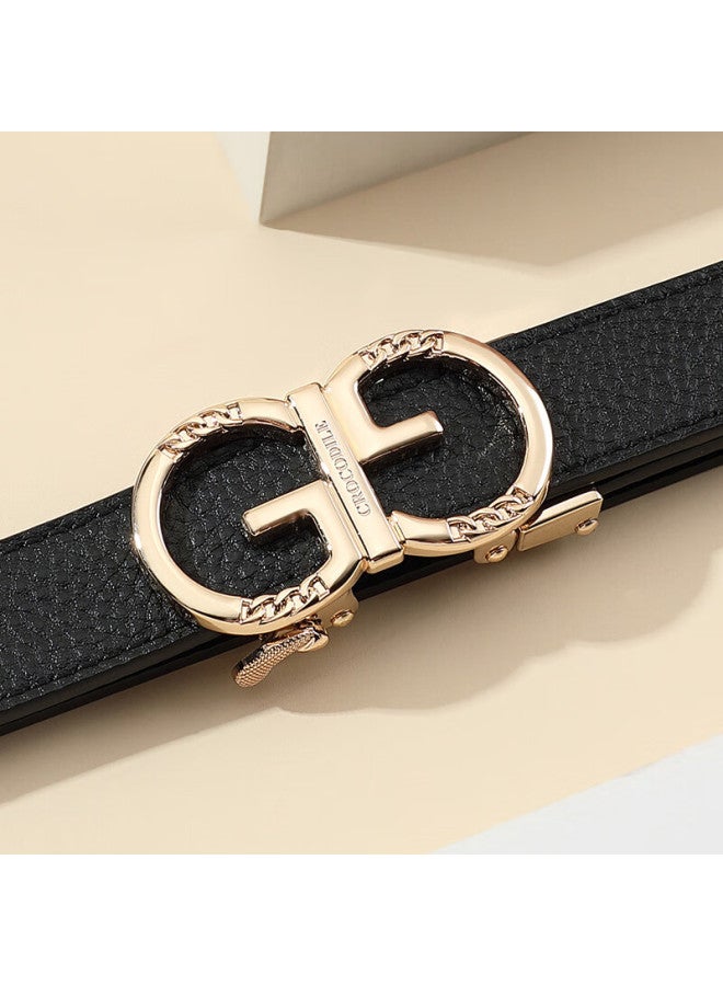 Crocodile T-shirt, Qixi Gift, Top-grain Leather, Fashionable Belt, Women's Automatic Buckle, Exquisite And Simple Waist Belt, Gift Box Packaging - Image 1