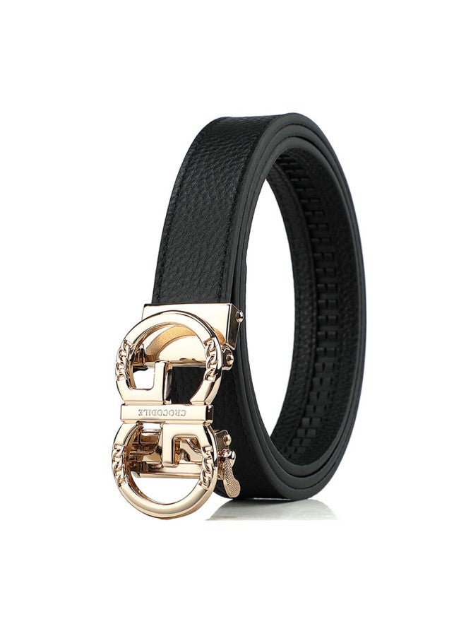 Crocodile T-shirt, Qixi Gift, Top-grain Leather, Fashionable Belt, Women's Automatic Buckle, Exquisite And Simple Waist Belt, Gift Box Packaging - Image 2