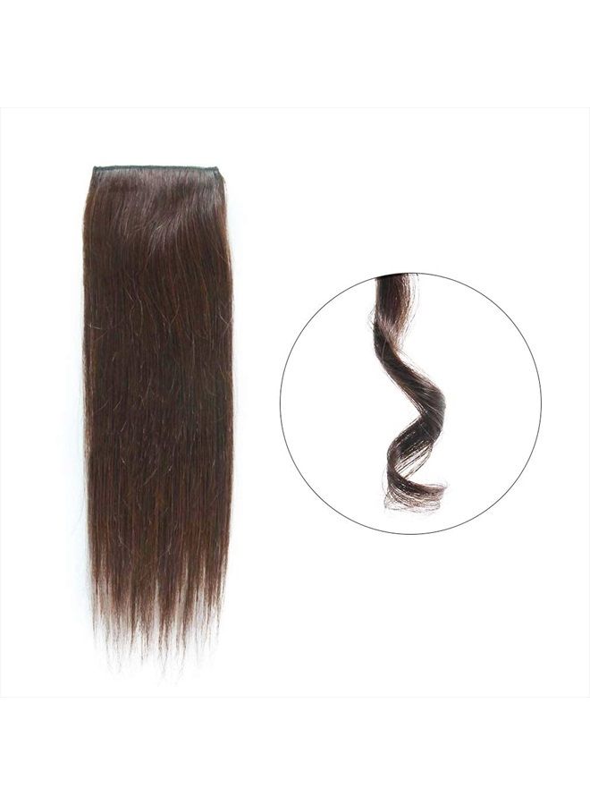 Aosome 2 Pieces Dark Brown Human Hair Clip in Hair Extensions 14inch,Straight Hairpiece about 25g/pc,total 50g - Image 3