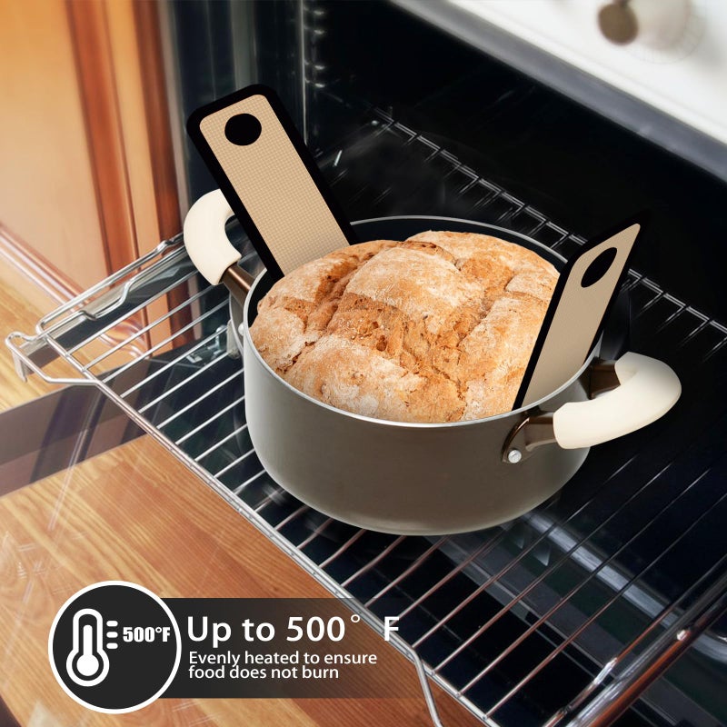 Dwavele Silicone Bread Sling for Dutch Oven, Non-Stick & Easy to Clean Bread Baking Mat Set, 2 Pcs Reusable Bread Sling with Long Handle to Transfer Sourdough (Black, 2PCS Round) - Image 4
