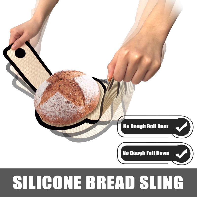 Dwavele Silicone Bread Sling for Dutch Oven, Non-Stick & Easy to Clean Bread Baking Mat Set, 2 Pcs Reusable Bread Sling with Long Handle to Transfer Sourdough (Black, 2PCS Round) - Image 5