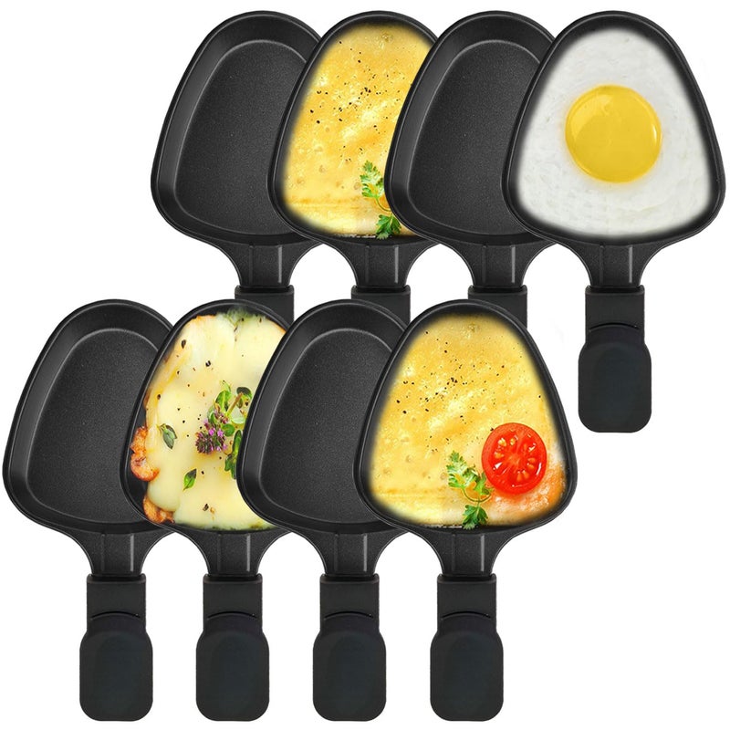 Kosmosta NonStick Coated Mini Grill Cheese Pan Melting Accessories for Raclettes Replacement trays Raclette Dishes Mini raclette pans Triangle Shape8PCS