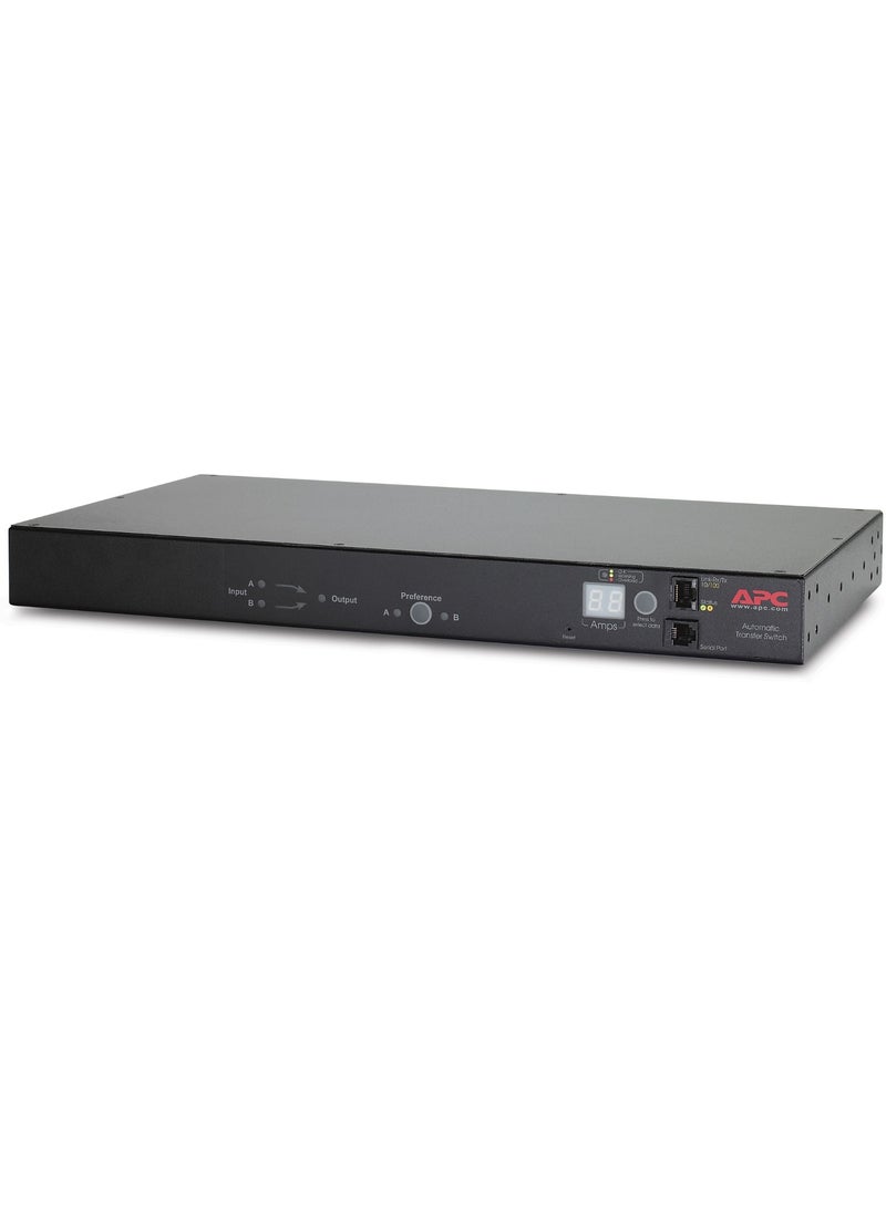 APC AP7723 1U Rack Automatic Transfer Switch 230V 16A 8x C13 & 1x C19 Outlets Dual Power Source Redundant Switch with Ethernet & RS-232 Connectivity (Renewed) - Image 1