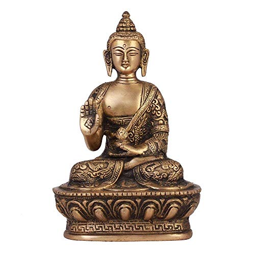 Kartique Brass Blessing Gautam Buddha for Living Room Decor in Gold Color Height 7 Inch Buddha Idol for Home Decor - Image 2