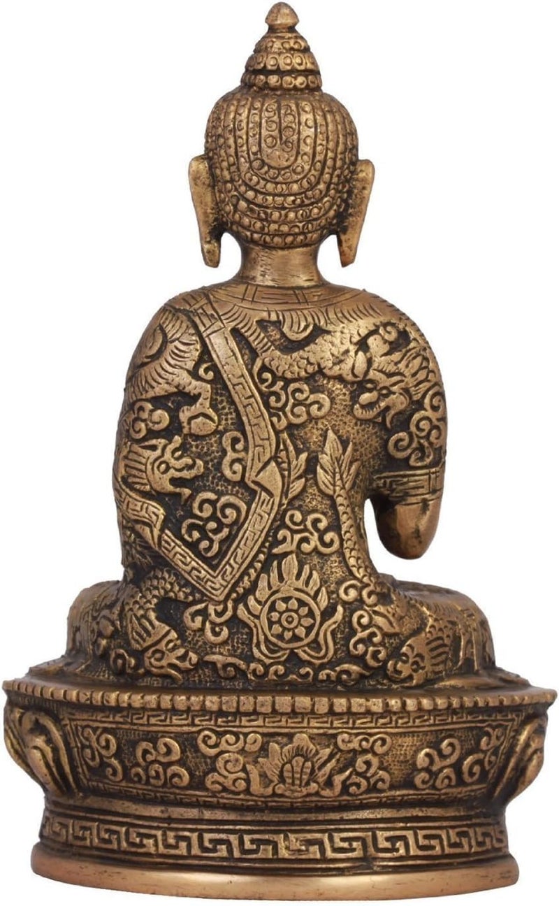 Kartique Brass Blessing Gautam Buddha for Living Room Decor in Gold Color Height 7 Inch Buddha Idol for Home Decor - Image 3