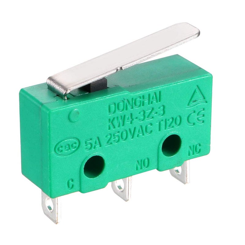 uxcell 4PCS KW4-3Z-3 Micro Limit Switch SPDT NO NC 3 Terminals Momentary Short Straight Lever Type Green - Image 4