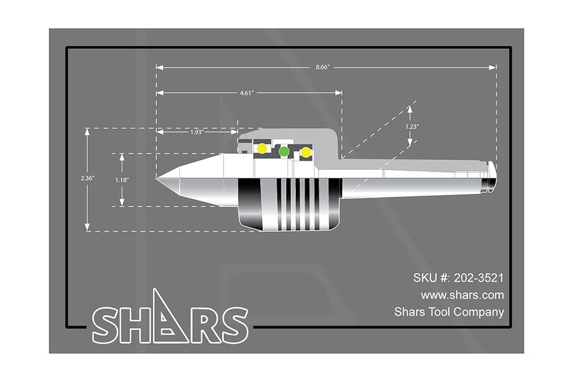 Shars 4MT Long Nose Live Center #4 Morse Taper Triple Bearing Lathe CNC 202-3521 P[ - Image 2