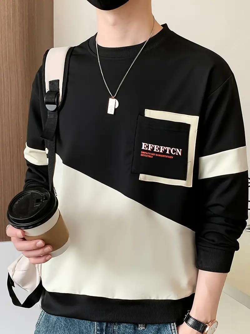 Celary Trendy Color Block Sweatshirt for Men with Statement Graphics - Image 3